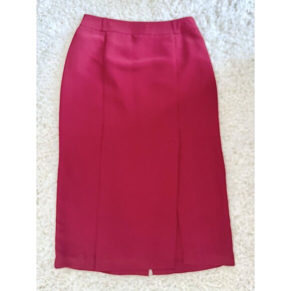 Click Scarlet Red Pencil Midi Skirt Size 6 Lined With Front Slit - Picture 1 of 3